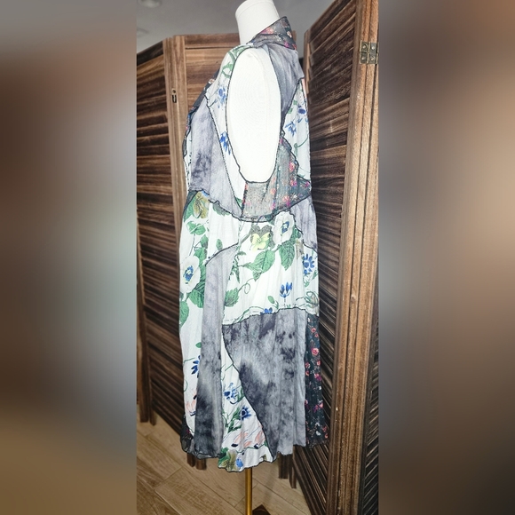 Women’s Boho Patchwork Open Front Long Vest Sleeveless Floral Duster XL Artsy - Picture 2 of 8